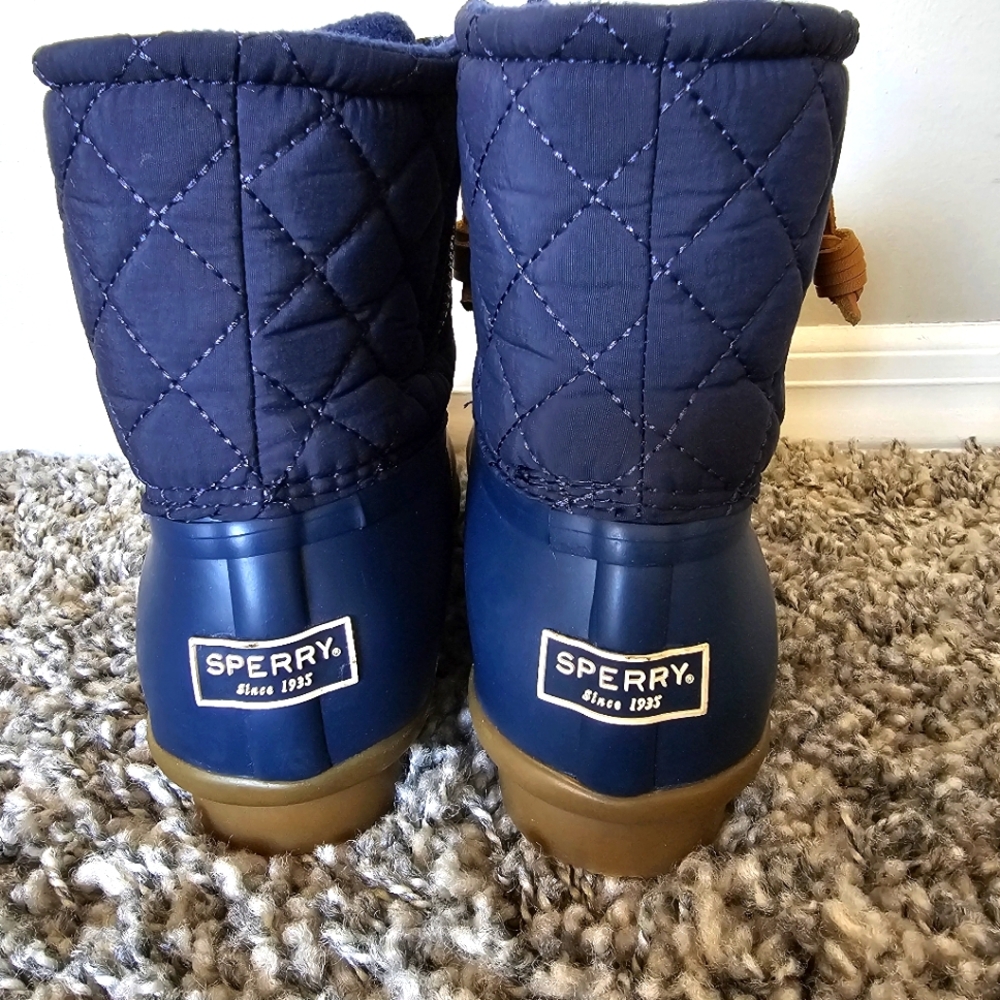 Sperry Saltwater Quilted Outdoor Duck Boots Size 7.5 Blue Hiking Camping - Picture 4 of 9